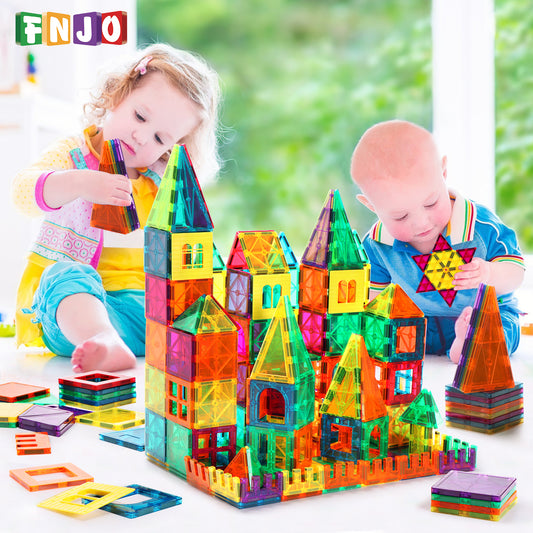 FNJO Magnetic Tiles, 110PCS Magnet Building Set, Magnetic Building Blocks,Construction STEM Toys for Kids, Gift for Boys Girls