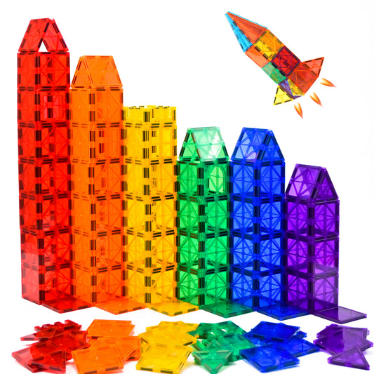 FNJO Magnetic Tiles, Magnetic Building Blocks, Magnets Building Set, STEM Toys for Kids Boys and Girls Creative and Inspirational